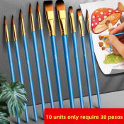 10pcs Artist Paint Brush Set - Acrylic, Oil, Watercolor