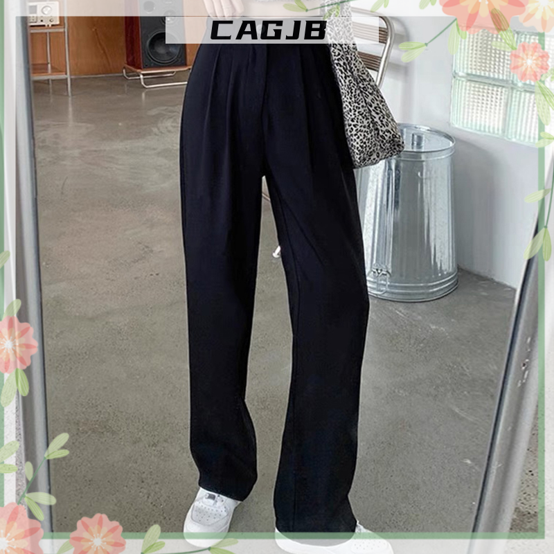 CAGJB Clothing Store sẵn sàng chuyển hàng Quần ống đứng cho nữ quần ống rộng cạp cao quần công sở màu đen quần đường phố cổ điển phong cách Hàn Quốc quần màu nâu