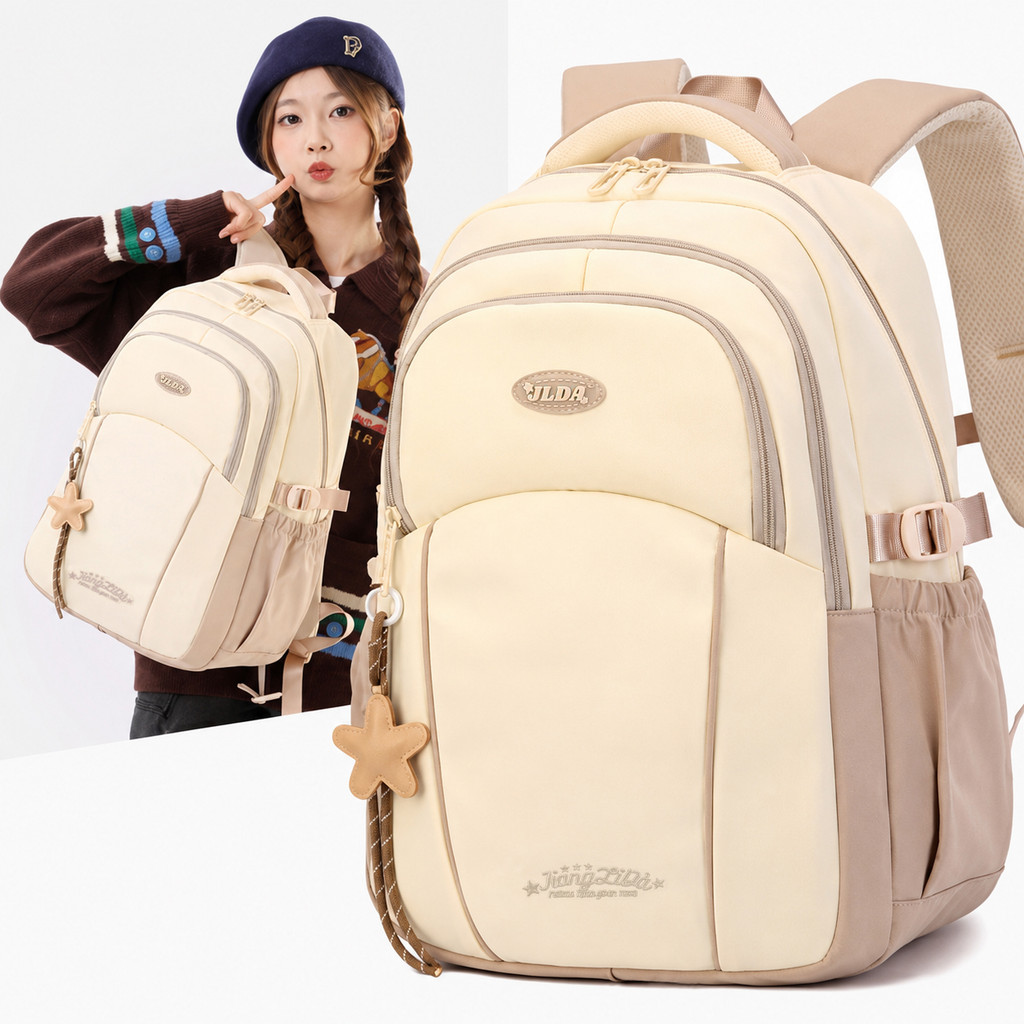 Balo học sinh nữ đi học thời trang ulzzang nhật bản vải chống nước nhiều ngăn đựng vừa laptop 9043