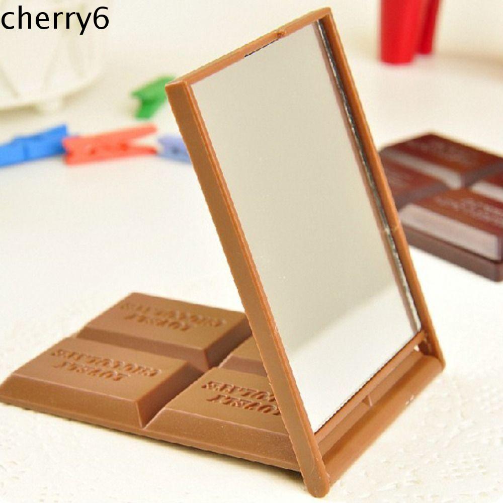 CHERRY6 Mini Gương sô cô la Hình sô cô la Kích thước du lịch Gương trang điểm Nối mi Hình vuông Gương cầm tay Phụ nữ