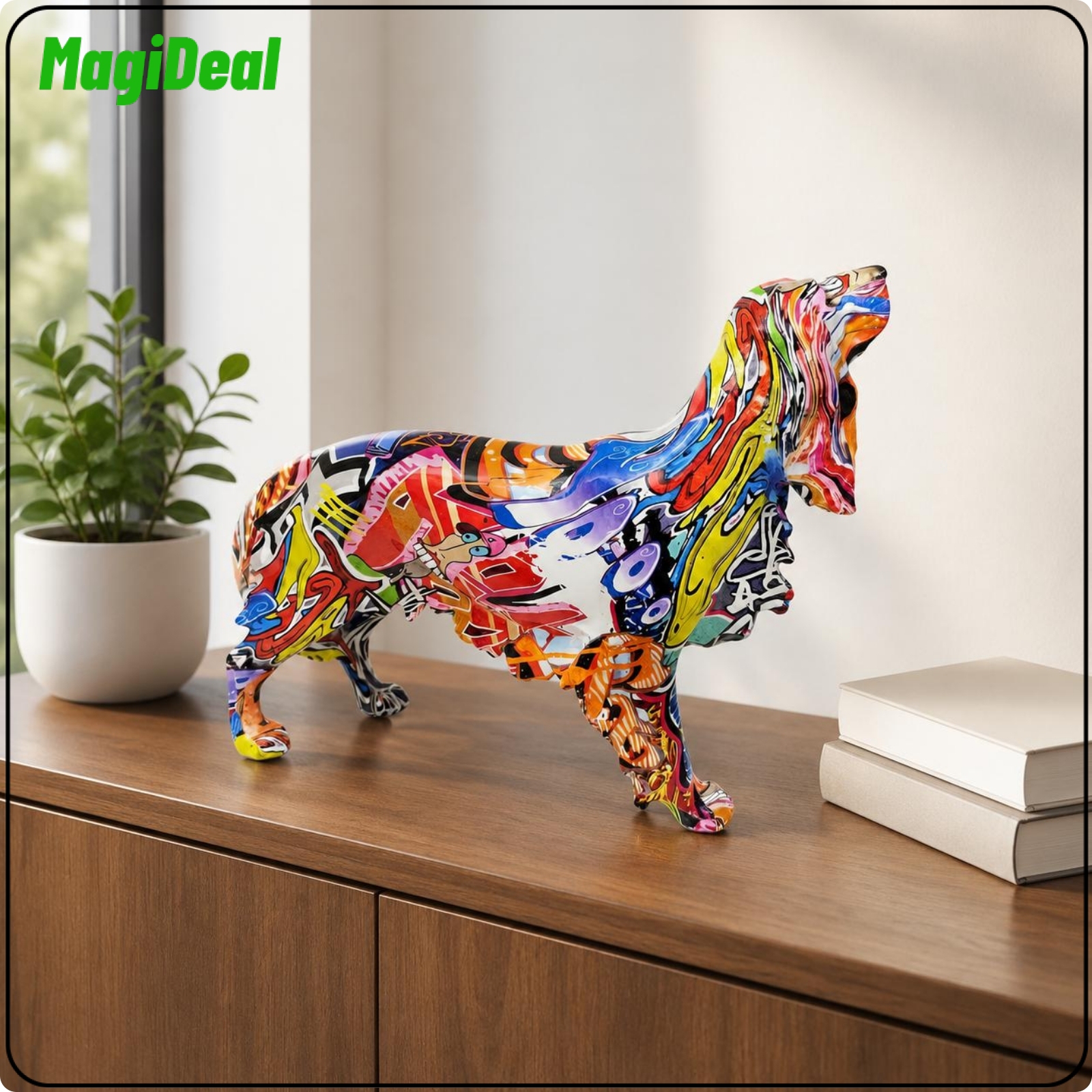 MagiDeal Giftable Golden Retriever Figurine Artistic Golden Retriever Statue Resin Material Colorful Dog Sculpture Sturdy for Gift Giving, Office ราคา 9,221 บาท*ส่งฟรี