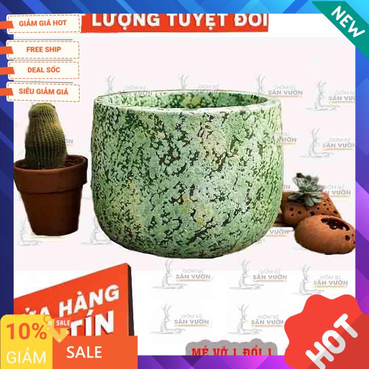 Chậu trồng cây gốm đất nung (terracotta) DÁNG NỒI SƠN WAX MÀU NHÁM D31xH26cm - gốm sứ sân vườn Bình Dương chất lượng cao