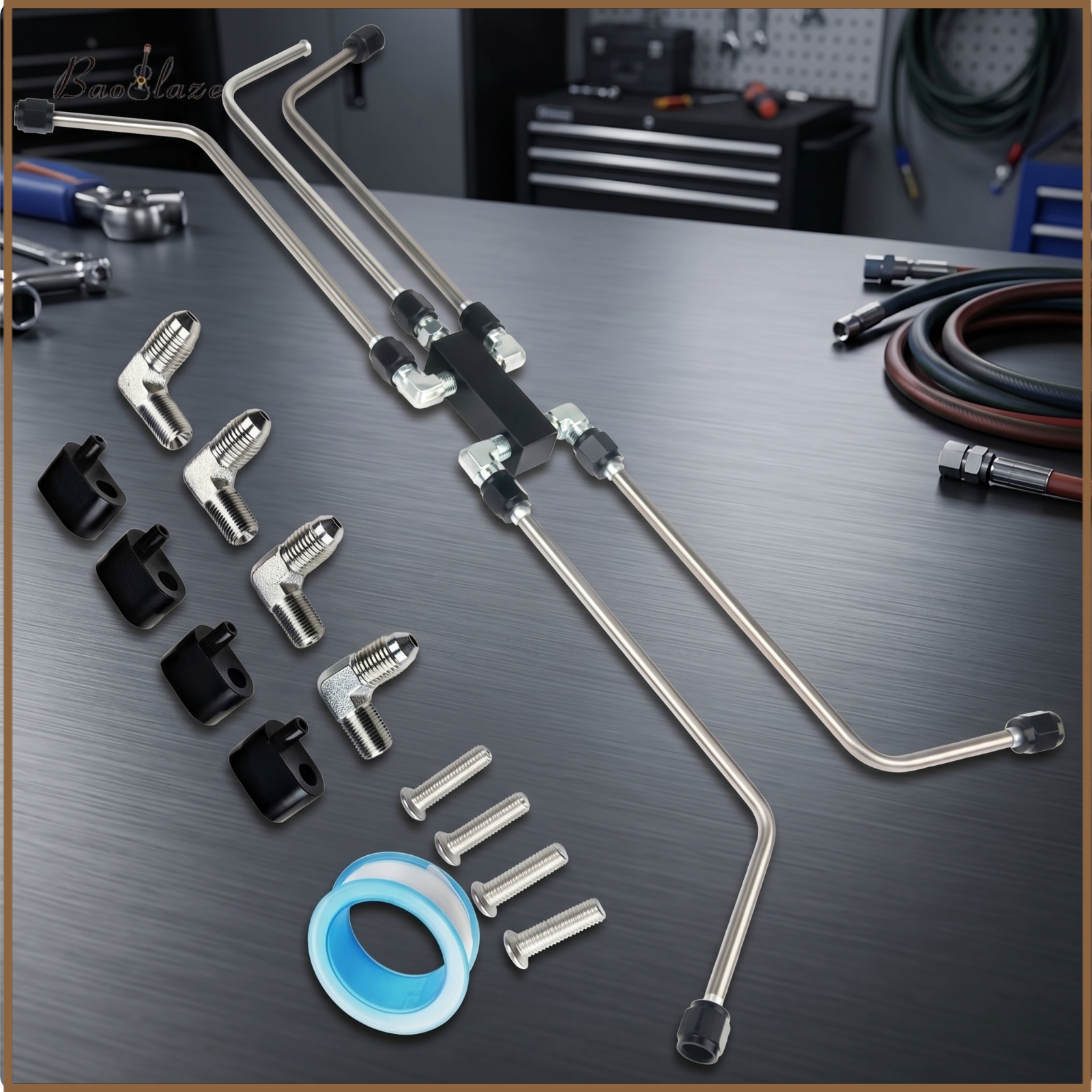 Baoblaze Stainless Steel Automotive Line Kit Ready-to-Install Fluid Line Assembly Long-Lasting Hardware Slimline for Builders, Drivers ราคา 3,027 บาท*ส่งฟรี