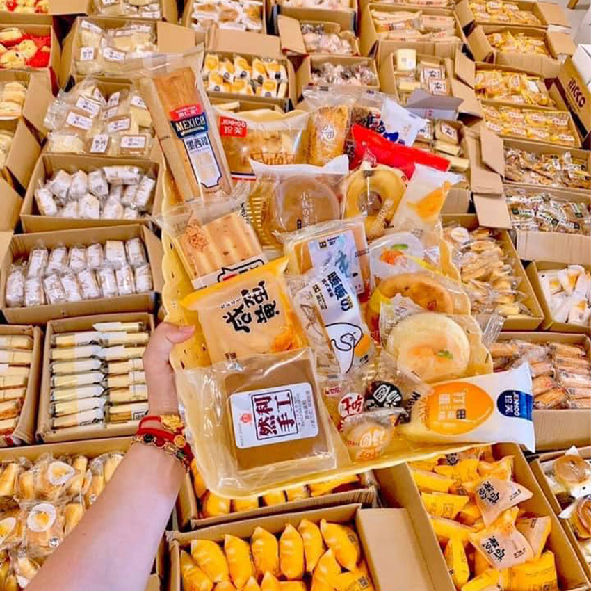 Thùng 1kg Bánh Bông Lan Mix Đài Loan Đủ Vị Loại Ngon B39 - GIA NGÂN FOOD 