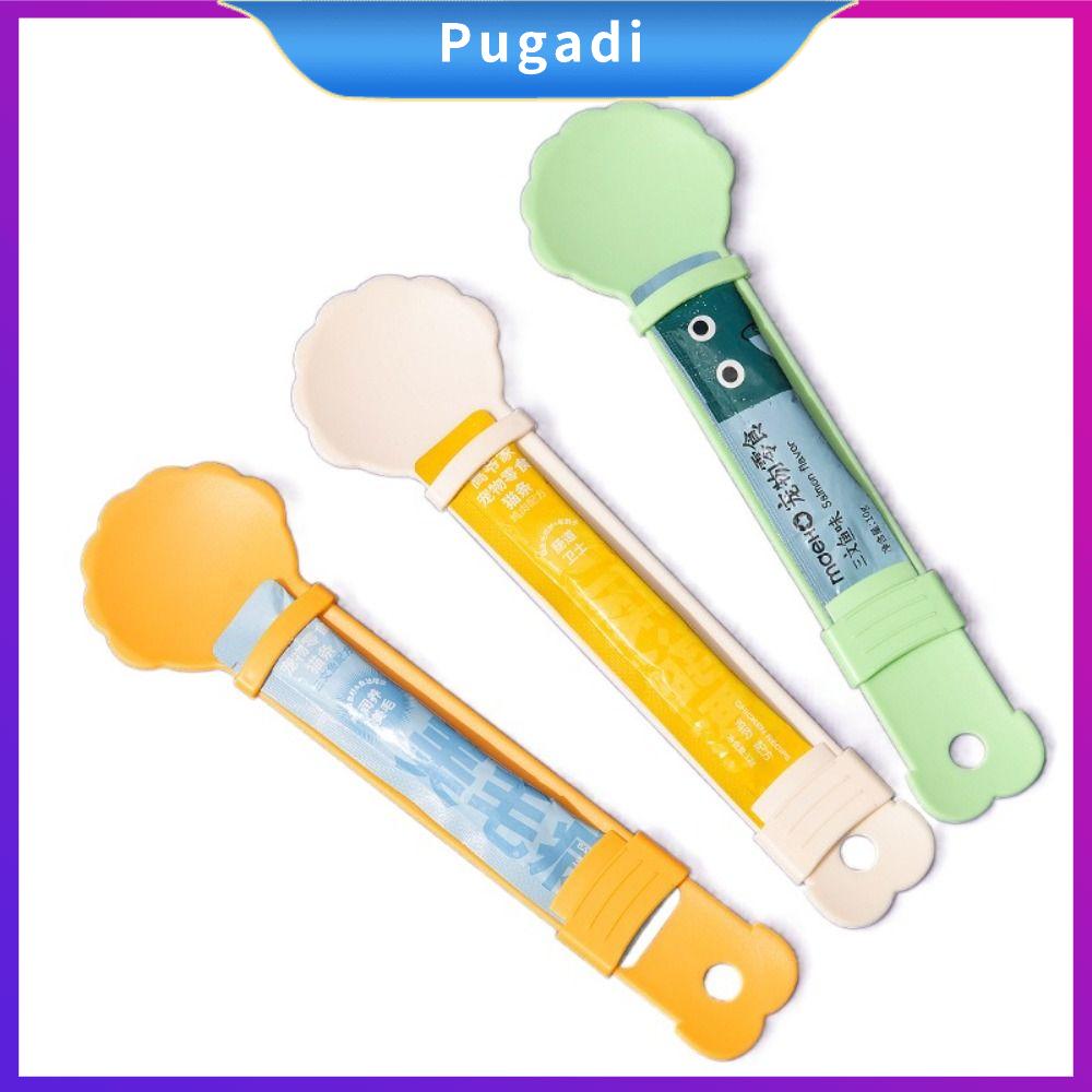 PUGADI Thực phẩm bán lỏng ướt Muỗng cho Mèo Ăn Di động Dễ thương Dụng cụ cho thú cưng ăn Thiết thực Bóp Muỗng cho mèo con ăn