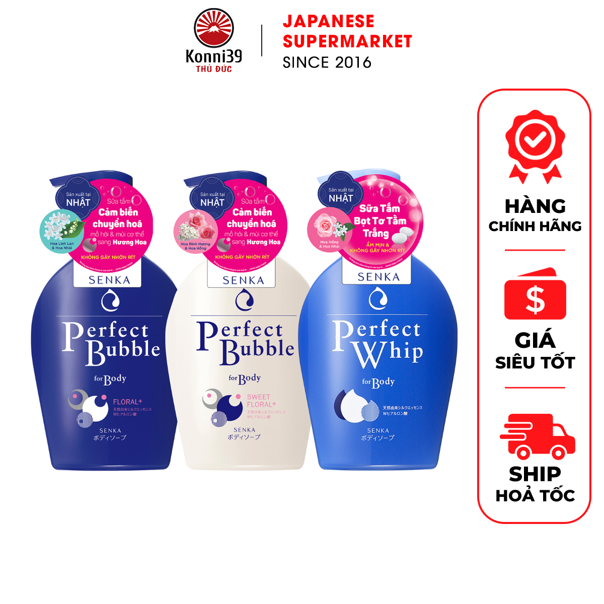 Sữa tắm tạo bọt senka perfect bubble