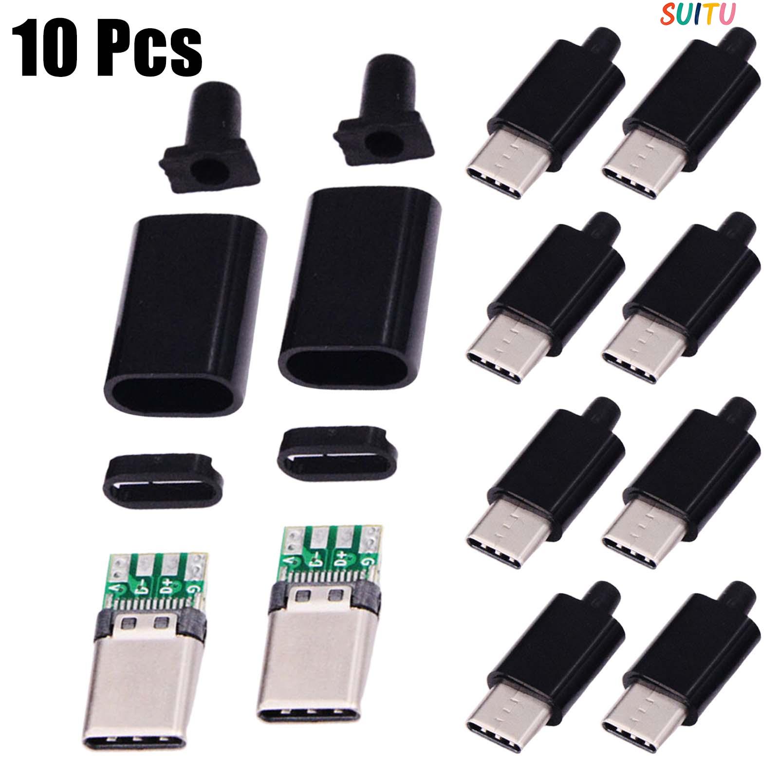 SUITU Convenient Reversible USB Type C Male Connector 10pcs with Black/White Shell ราคา 117 บาท*ส่งฟรี