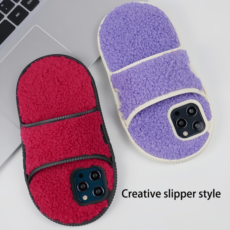 【HZSUNSKY】 Creative Plush Slipper Design TPU Phone Case For iPhone 15 Pro Max/iPhone 14 / 13/iPhone 14 Pro/iPhone 14 Pro Max/iPhone 13 Pro Max/iPhone 12 Pro Max/iPhone 12 / 12 Pro/iPhone 11