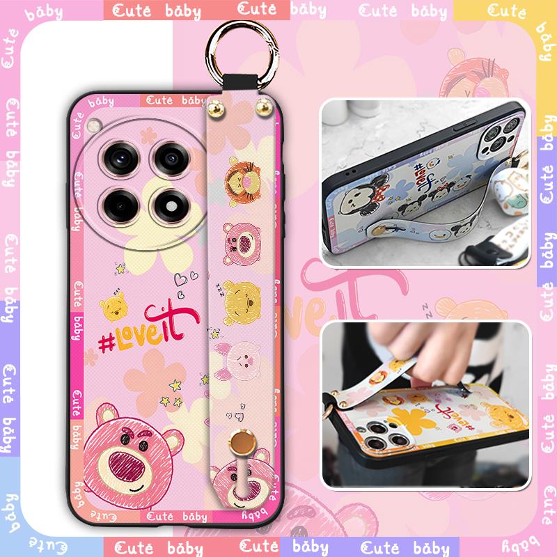 Mobile phone case Wrist Strap Phone Case For OnePlus Ace3/1+12R Anti-dust mobile case Dirt-resistant Cute phone cover