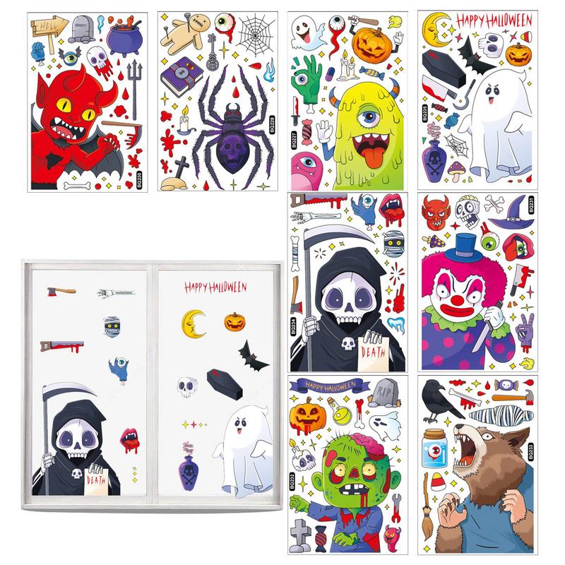 Hình bóng Halloween dán đáng sợ trang trí cửa sổ 8pcs dễ thương Halloween hoạt hình theo chủ đề đề đề can đáng sợ trang trí tiệc đáng sợ