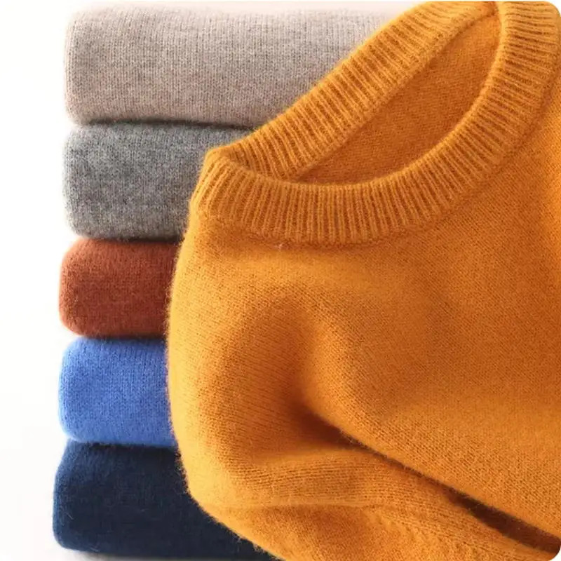 Cashmere cotton pha trộn dày Áo thun người Đàn ông áo len 2024 mùa thu mùa đông Jersey Hombre Jumper kéo Homme hiver dệt kim áo len