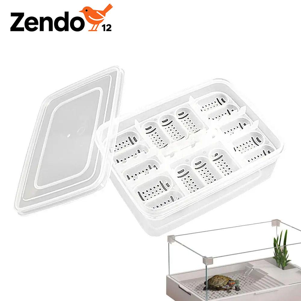 ZENDO12 Trong suốt Hộp ấp bò sát 16 ô Với nhiệt kế Khay Ấp Trứng Rùa Dễ lau chùi Tái sử dụng Hộp đựng trứng bò sát Rắn
