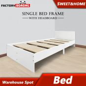 *READY STOCK* Wooden Single Bed Frame - White