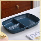 LECHU Divided Dinner Plate - 3 Compartments, Microwave Safe