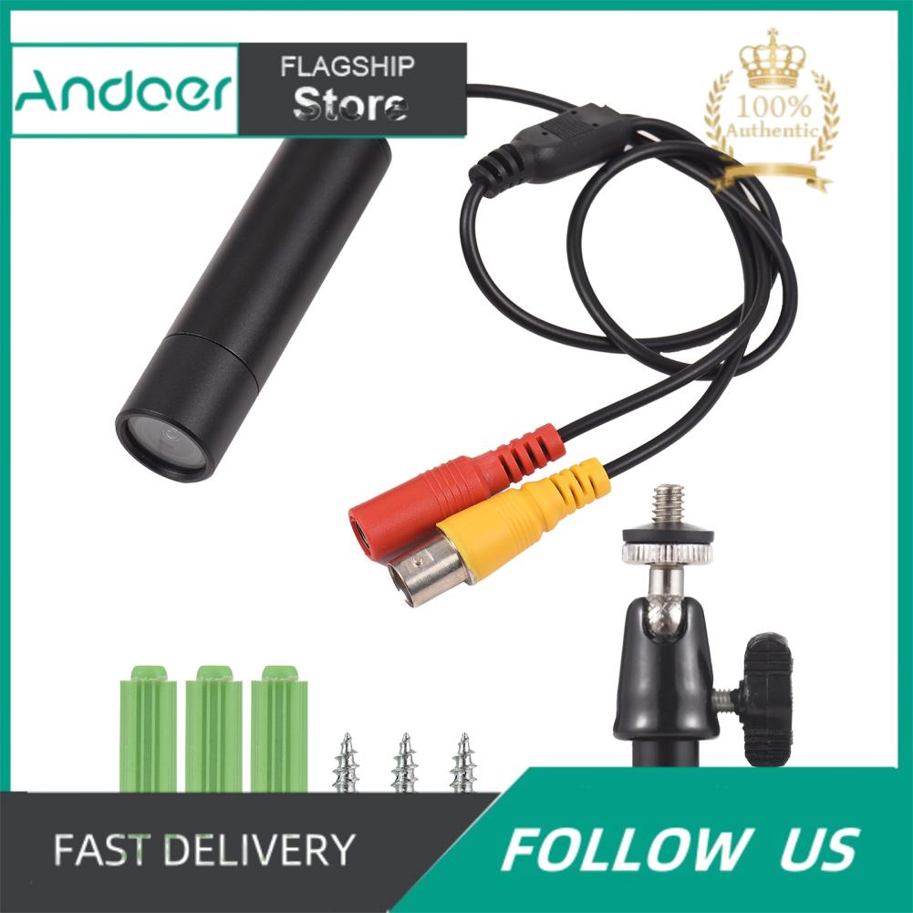 Andoer Camera quan sát mini 1080P Camera an ninh có dây Camera giám sát trong nhà Ống kính 3 6mm góc rộng 2MP cho đầu ghi giám sát analog với giá đỡ treo tường Hệ thống PAL