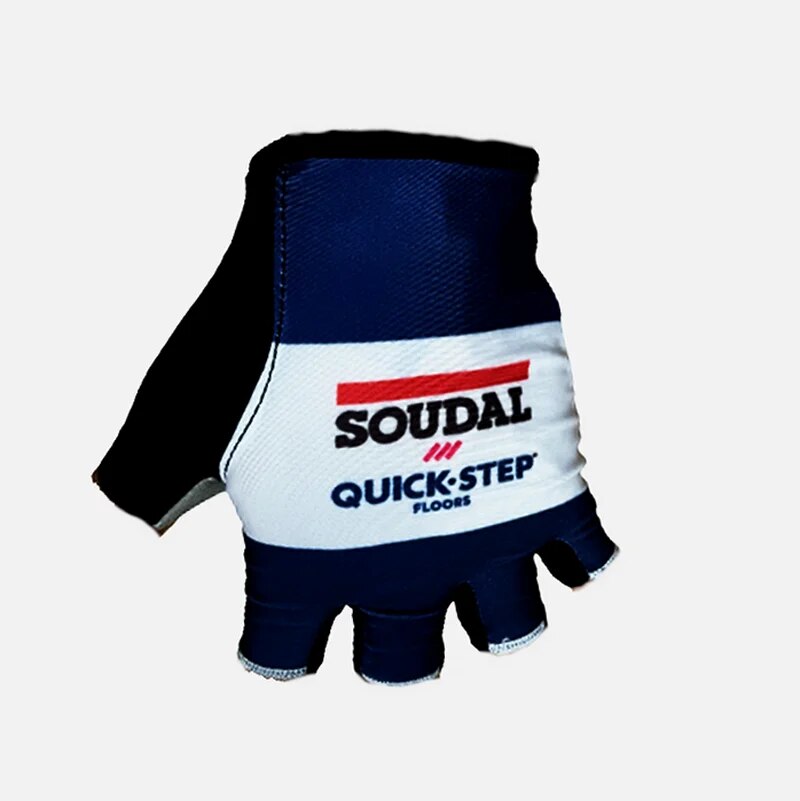 【In-demand】 2023 Soudal Quick Step Team One Pair Sports Half Finger Cycling Jersey Gloves Mtb Road Mountain Bike Gel Gloves