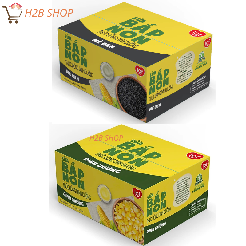 Thùng Sữa Bắp Non/Mè Đen LiF KUN 24 hộp x 180ml