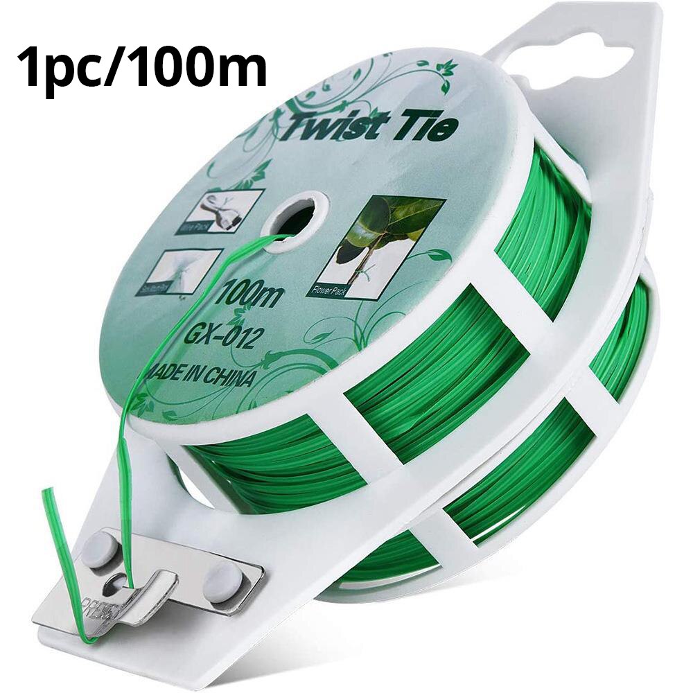 Kỳ Nghỉ Giảm Giá 1 Cuộn 100M Multiftional Nhựa Thép nút xoắn Mạnh Mẽ Tái Sử Dụng vườn hoa Nhà Máy đai hỗ trợ Tie