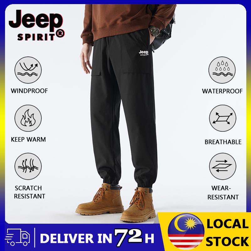【2-3 days arrive!!!】JEEP SPIRIT Waterproof Hiking Pants For Men In Black