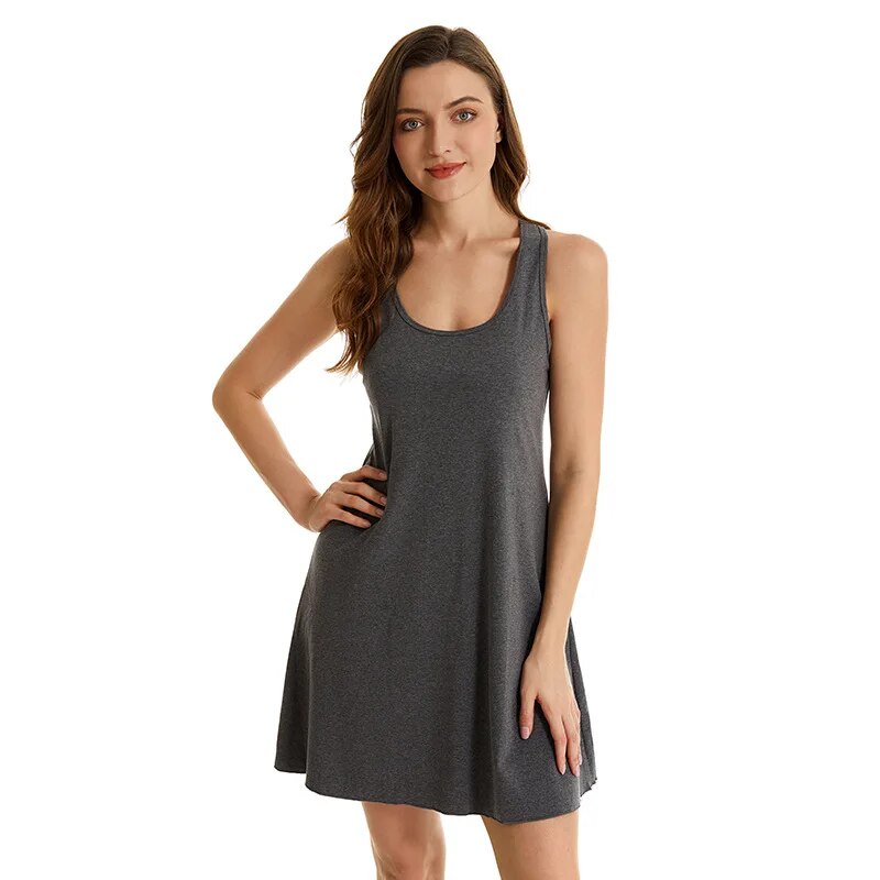 2023 Sản phẩm bán chạy S-XXL burdy mùa hè phụ nữ dây đeo spaghetti Áo Ngủ Đồ Lót cổ tròn quần short nightdress lỏng nhà sleepshirts mặc quần áo