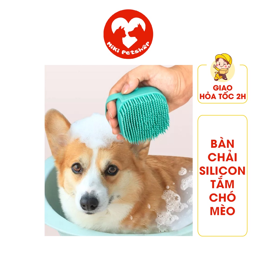 Bàn Chải Tắm Chó Mèo Silicon Tạo Bọt Màu Ngẫu Nhiên - Miki Petshop