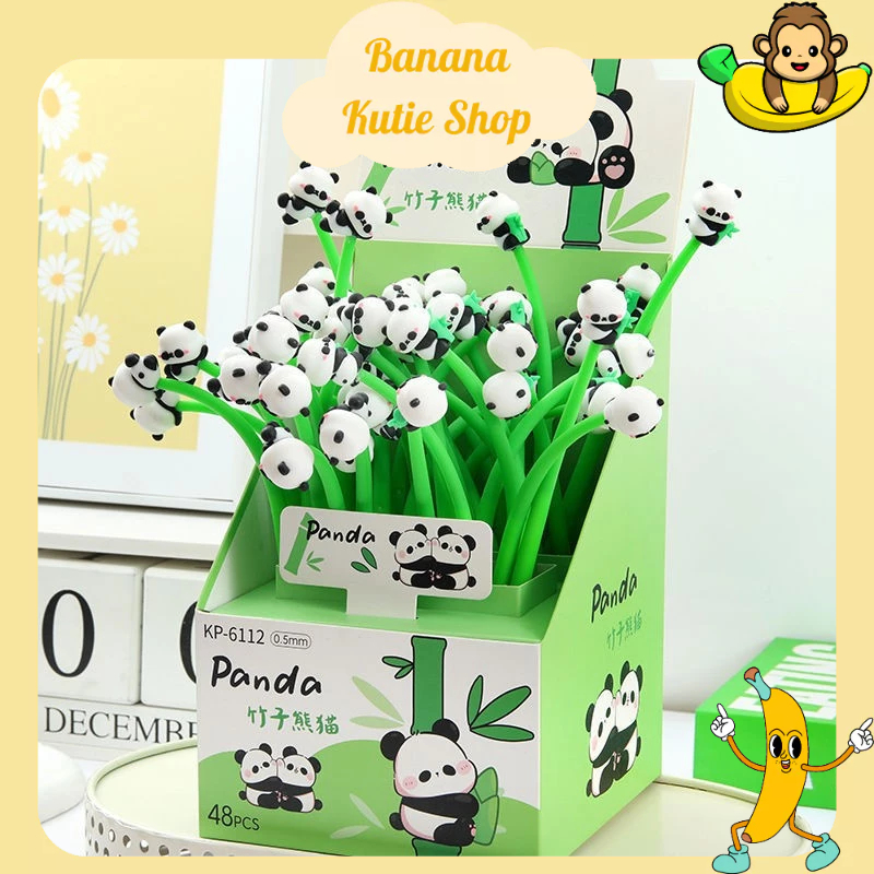 [Mực Đen] Bút Bi Silicon Thân Mềm Panda Lúc Lắc Bút Bi Mực Gel Khô Nhanh Mực Đều Nét Chữ Đẹp