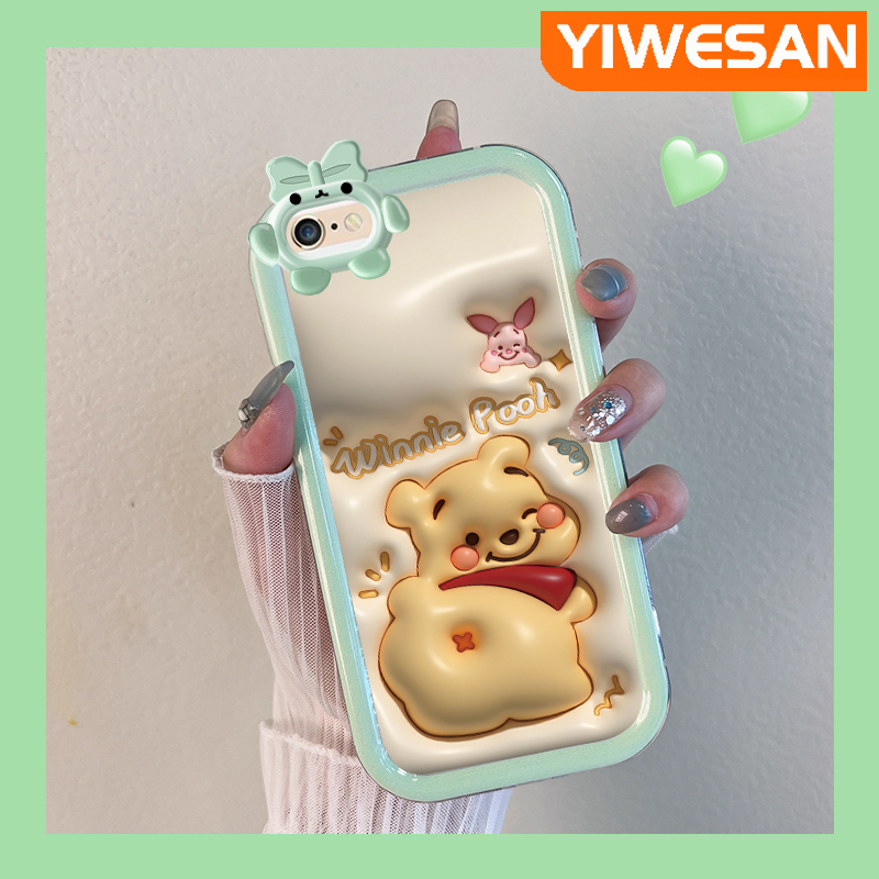 Ốp lưng Yiwesan cho iPhone 6 Plus 6S Plus 7 Plus 8 Plus Ốp lưng bảo vệ chống sốc trong suốt đơn giản silicon mềm ống kính máy ảnh Con Quỷ Nhỏ Họa Tiết Winnie The Pooh nhiều màu sắc đáng yêu 3D họa tiết hoạt hình Ốp trong suốt