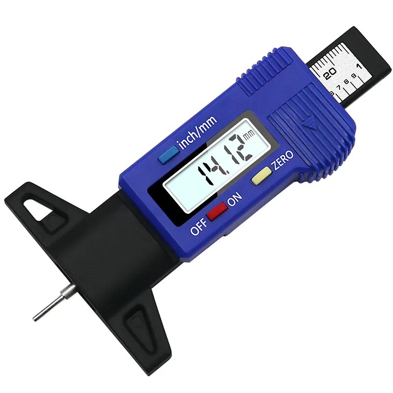 Thước cặp kỹ thuật số gốc lốp xe ô tô rãnh lốp Đồng hồ máy đo độ sâu cho lốp xe ô tô bố phanh Giày phát hiện Màn hình LCD Dụng cụ đo