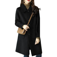Women Winter Overcoat Turn-down Collar Pockets Pure Color Single-breasted Cardigan Loose Fit Coat Thermal Long Sleeves Commuting Dating Winter Coat