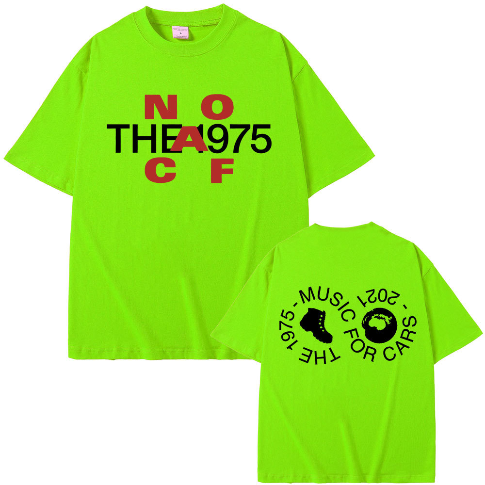 2025 Năm Mới Cotton Cổ Tròn Tay Ngắn T Áo Thun British Band The 1975 Music for Cars Graphic T-shirt Male Vi Thời Trang Hàn Quốc Giản Dị Lễ Hội Mùa Xuân Giá