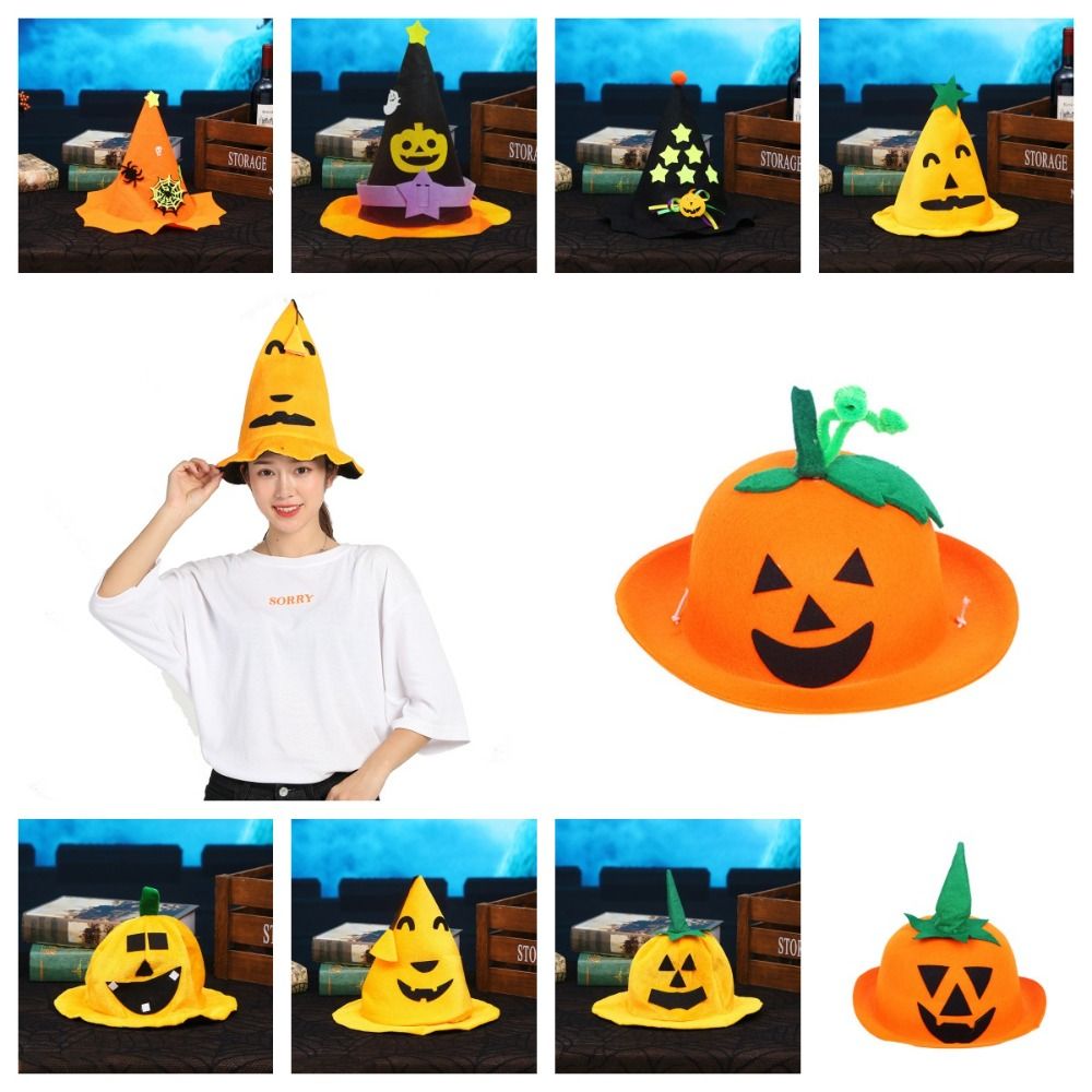 LUMINOUS Non-woven Halloween Pumpkin Hat Demon Witch Wizard Devil Cap