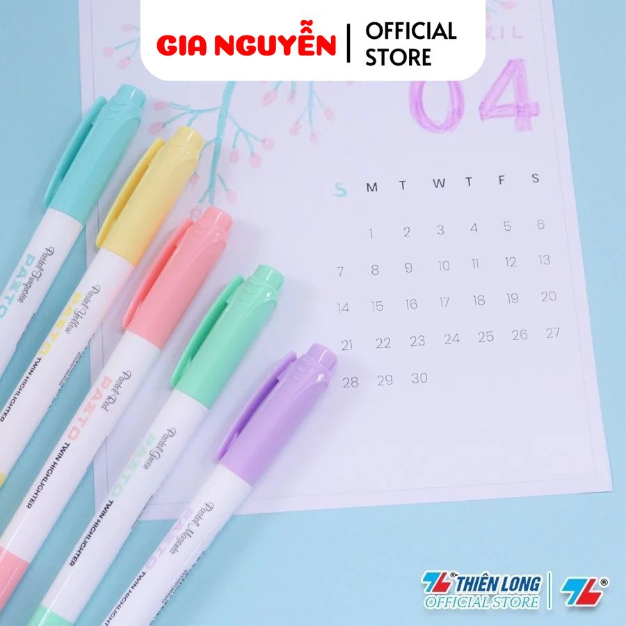 HỘP 5 CÂY Bút dạ quang màu Pastel Thiên Long Pazto HL-016 - Bút dạ quang rửa được -