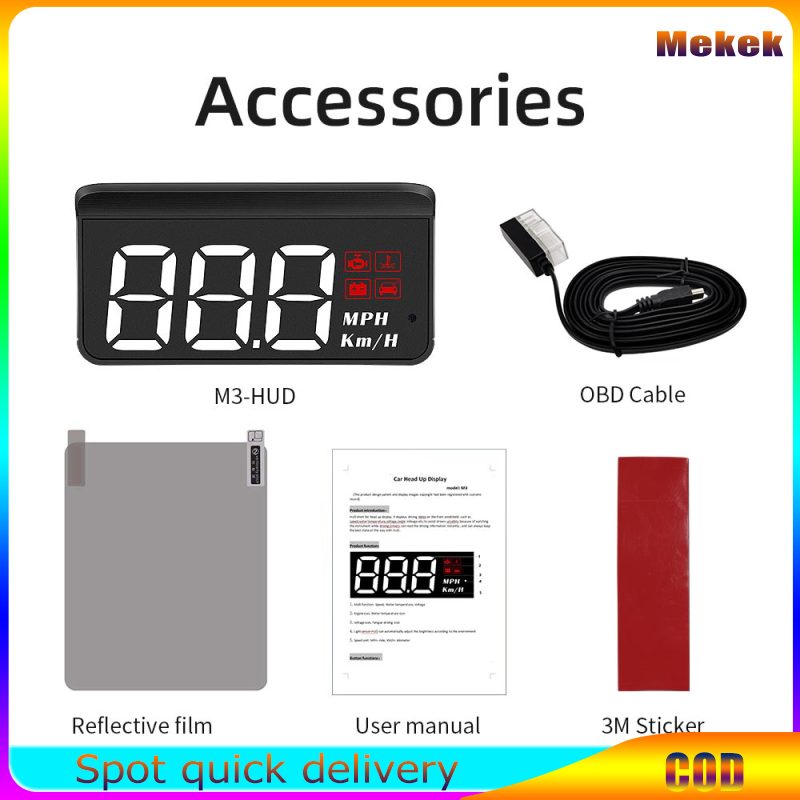 Mekek phổ xách tay 3.5 inch HUD màn hình hiển thị trên kính chắn gió M3 OBD OBD2 HD xe-màn hình gắn