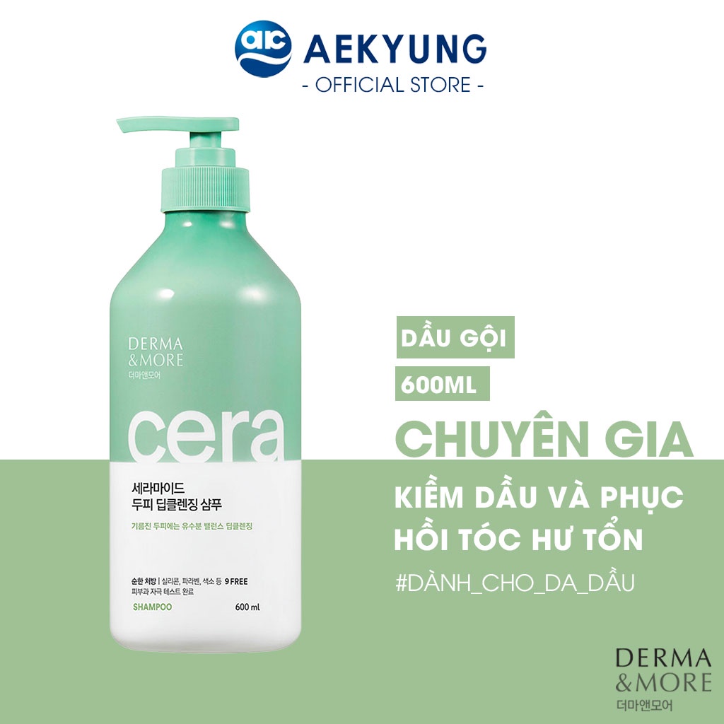 Dầu gội làm sạch sâu cho da đầu dầu Derma & More CERAMIDE cung cấp dưỡng