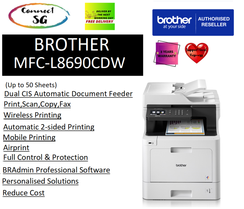 Brother MFC-L8690CDW Multi-function Colour Laser Printer l AIO laser printer l Brother Colour Laser Printer l MFC L8690CDW l 8690cdw l 8690 l L8690 l Brother L8690 l Brother MultiFunction Laser Printer l Brother Colour Laser | Singapore