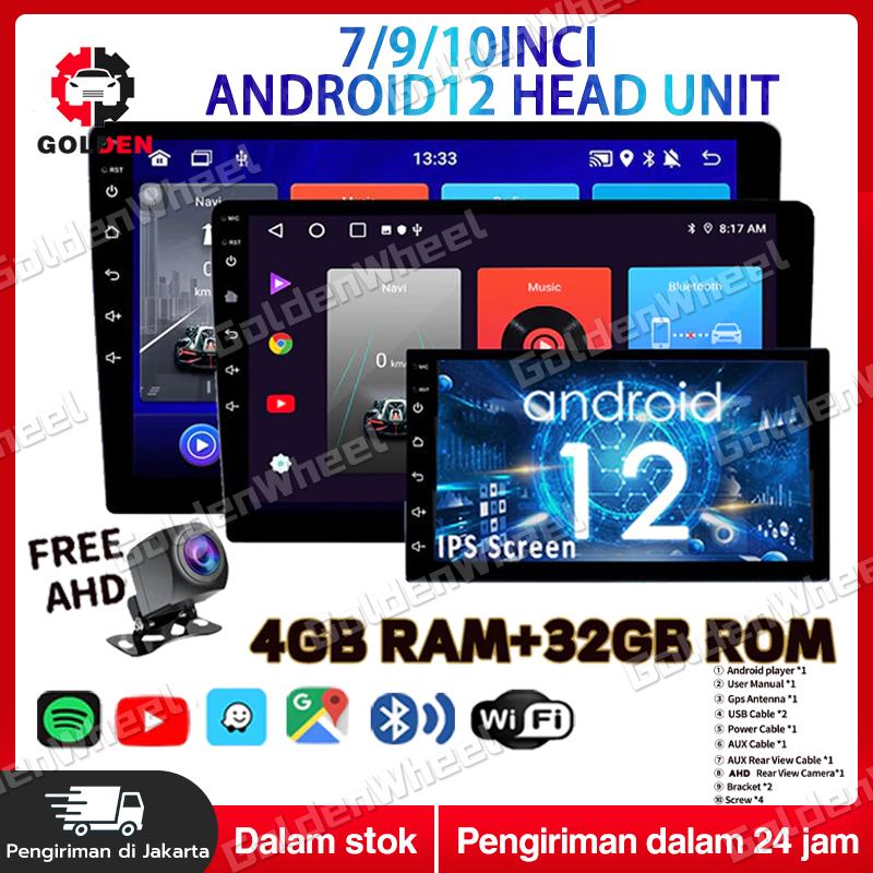 【With Fan】With Cooling System 4G+32G Ips Screen Head Unit 7/9/10 Inch Car Android 13 Navigation for Toyota Daihatsu Mitsubishi Android Car 10 Inch Ram 4 Honda Suzuki Hyundai Nissan Double Din Android Car Tv Harga 596,000 rupiah*Gratis Ongkir
