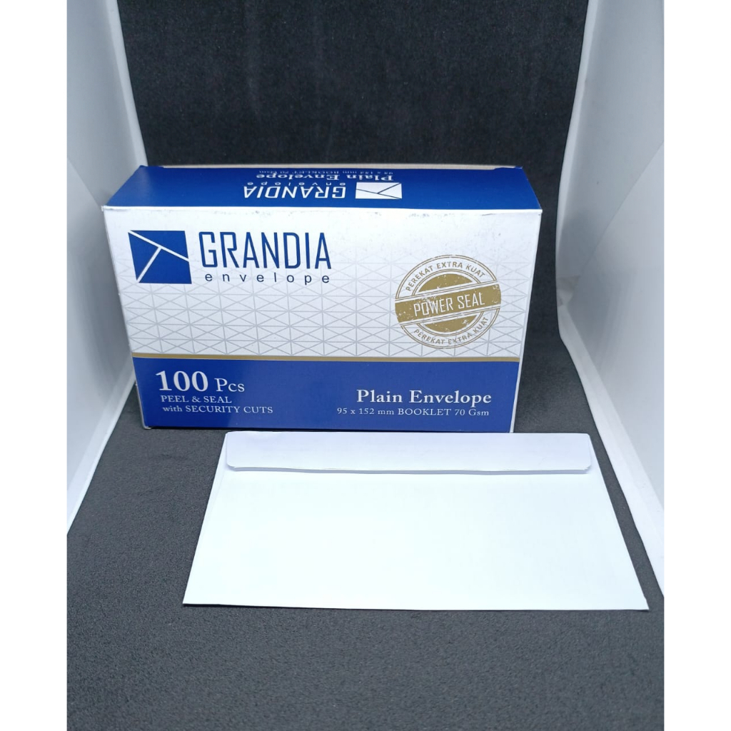 AMPLOP GRANDIA DAN PAPERLINE 104 BERLEM PUTIH POLOS 1 PAK ISI 100 PCS