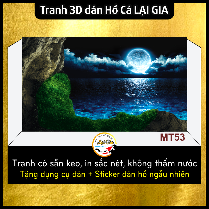 Tranh Dán Hồ Cá 3D Decal có sẵn keo Tranh Dán Bể Cá Thủy Sinh Bể Cá Rồng_Lại Gia