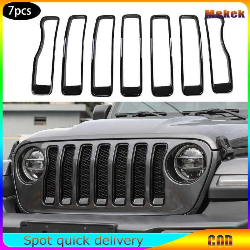 Bên ngoài lưới tản nhiệt phía trước nướng chèn vỏ bọc trang trí khung cho Wrangler 2018 +