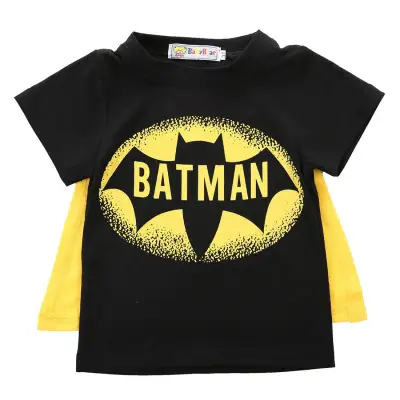 Summer Kids Baby Boys Clothing Fashion Superman Batman Cape Short sleeve Tops T-shirt