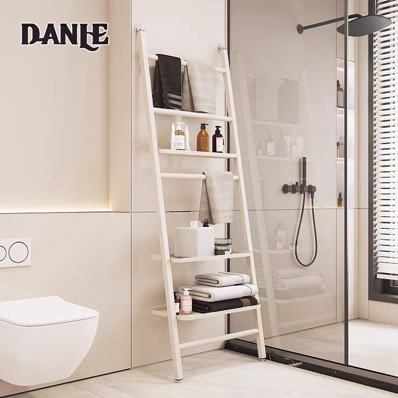 Bathroom floor-standing towel rack, home multi-functional punch-free wall storage rack, hotel bathroom ladder storage rack ราคา 2,615 บาท*ส่งฟรี