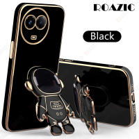 ROAZIC เคสโทรศัพท์ Realme 115G/Realme 11X 5G พร้อมที่วางนักบินอวกาศเคสมีขอบชุบผิวตรงฝาหลังตั้งซิลิโคนนิ่ม