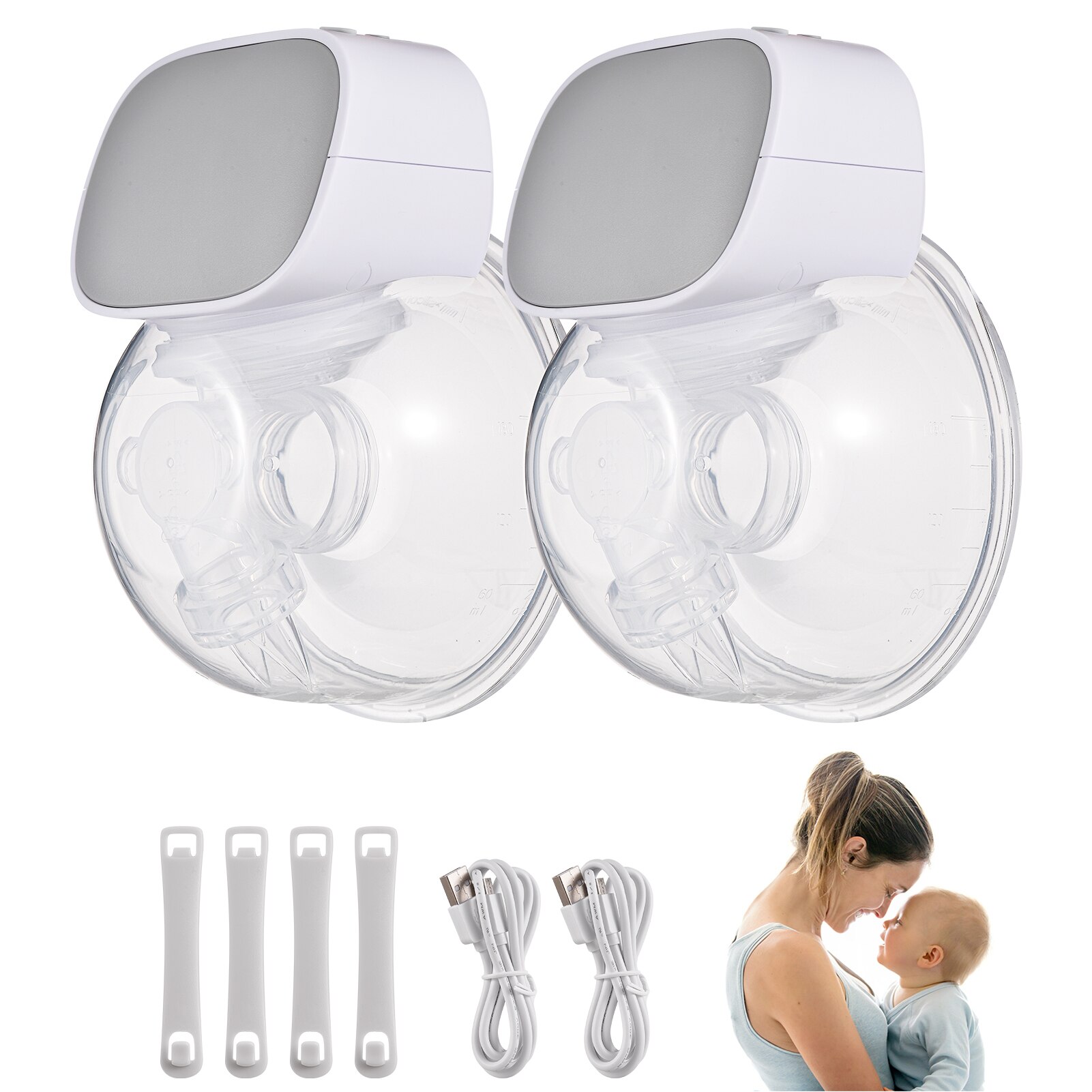 ZZOOI Wearable Electric Breast Pump Silent Invisible Hands Free Breast