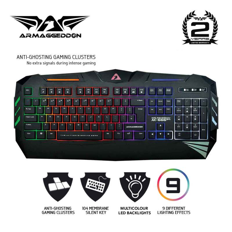 Armaggeddon Kalashnikov AK-666 SFX Anti-Ghosting And Spill Proof Gaming Keyboard - 9 Lighting Effect Singapore