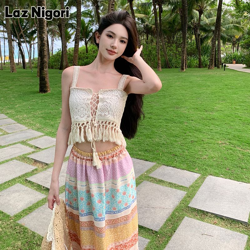 Laz Nigori Bohemian Style Summer Dress High Waist Skirt ราคา 549 บาท*ส่งฟรี