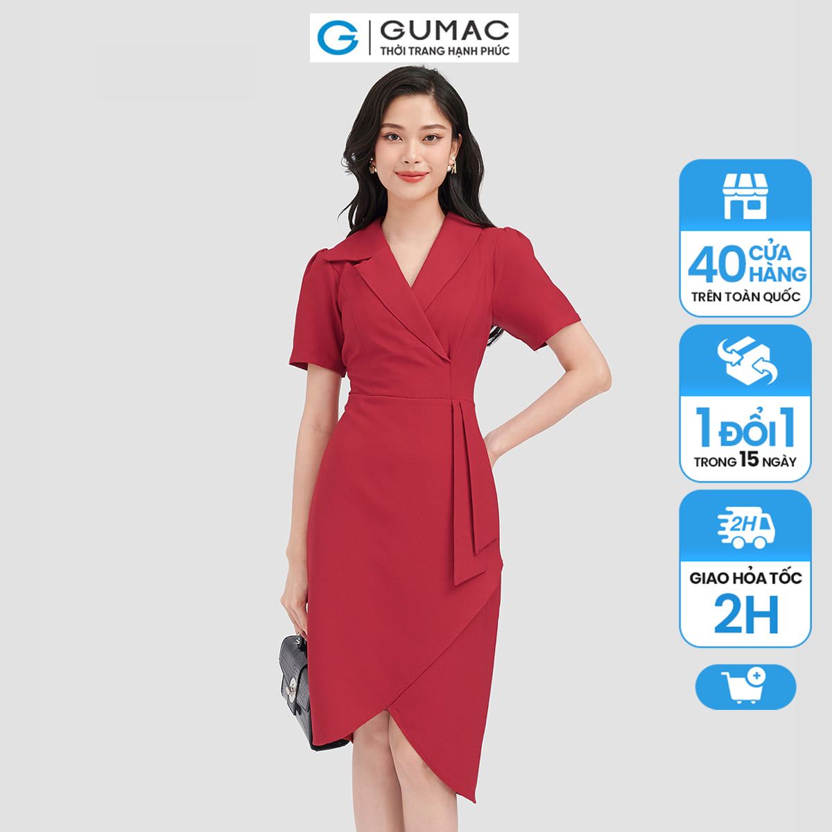 Đầm body gumac, đầm body tulip cổ giả vest dc08099