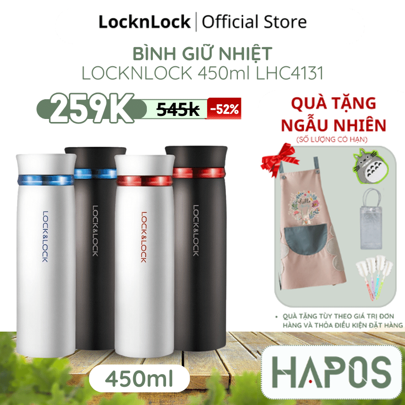 Bình giữ nhiệt locknlock feather light 450ml - 4 màu trắng/đen - lhc4131 - hapos official
