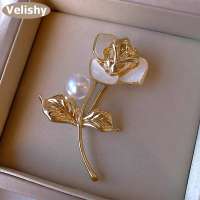 Velishy Jewelry Soft Paint Rose Flower Brooches For Women Men Beauty Flower Brooch Pin Gifts Accessories