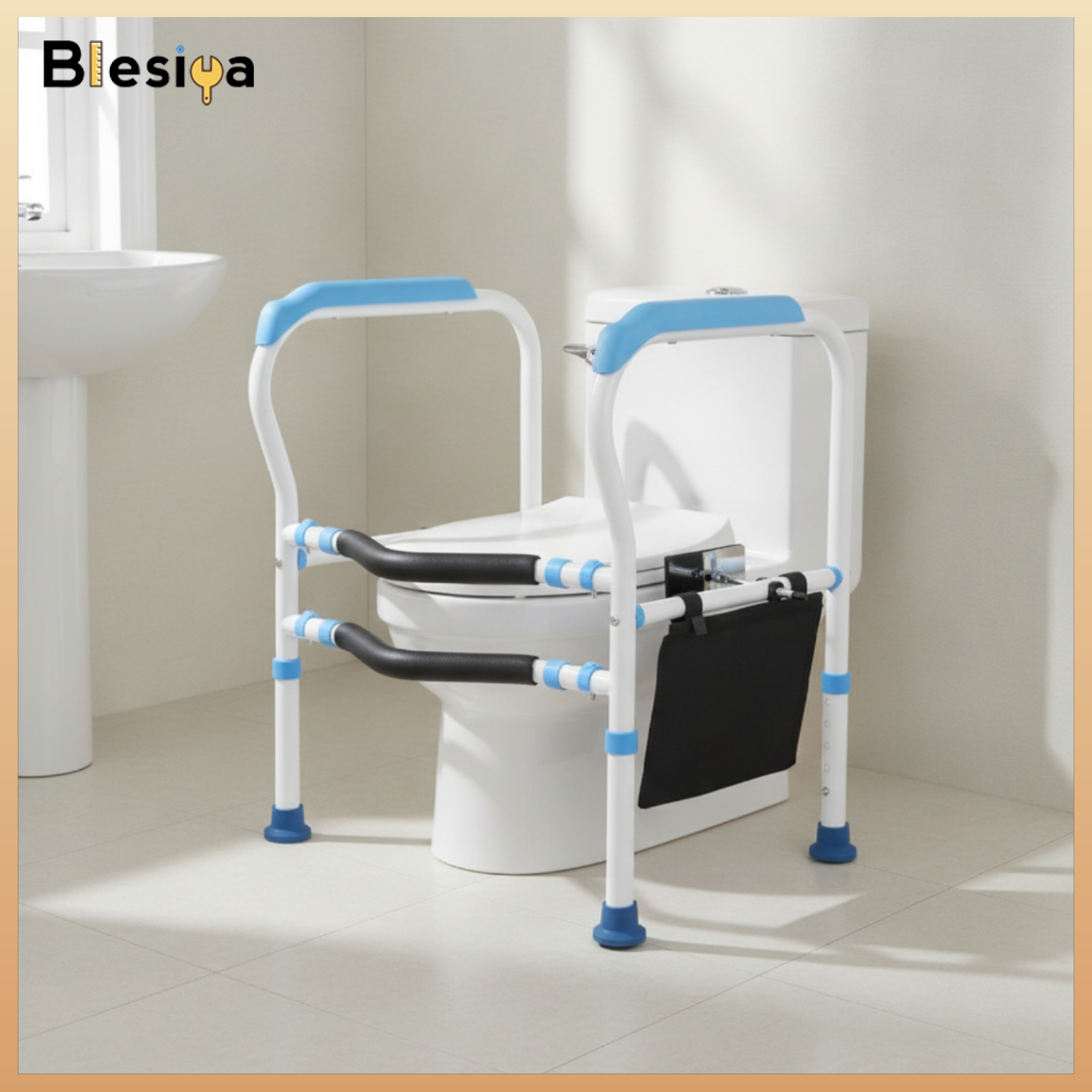 Blesiya Adjustable Toilet Safety with Suction Cups Freestanding Toilet Safety Frame Anti-Slip Padded for Seniors ราคา 3,083 บาท*ส่งฟรี