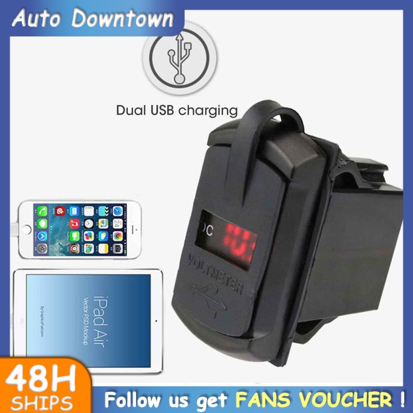 Gm Charger Waterproof QC3.0 dual USB port 12-24V Display car adapter Toyota Fast Charging Car Accessories ราคา 174 บาท*ส่งฟรี